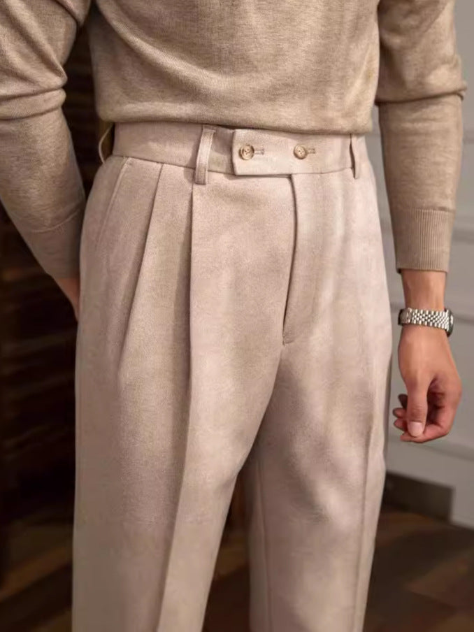 The Bergamo Trouser - Slim straight-leg tailoring with a micro-stretch waistband and non-iron finish