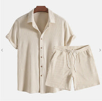 The Palermo Set - Relaxed lapel shirt and shorts in a breathable warm-weather weave 1