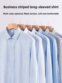 The Sterling Shirt - A tailored cotton-poly blend with a square collar and classic pinstripe pattern 5