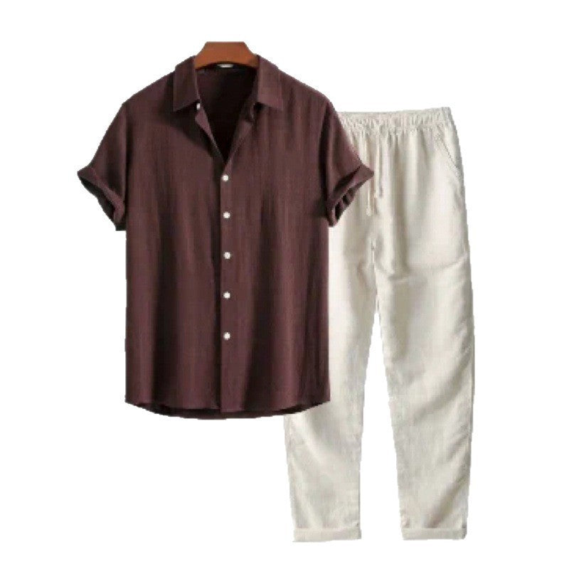 The Capri Set - a relaxed lapel-collar shirt paired with elastic-waist trousers