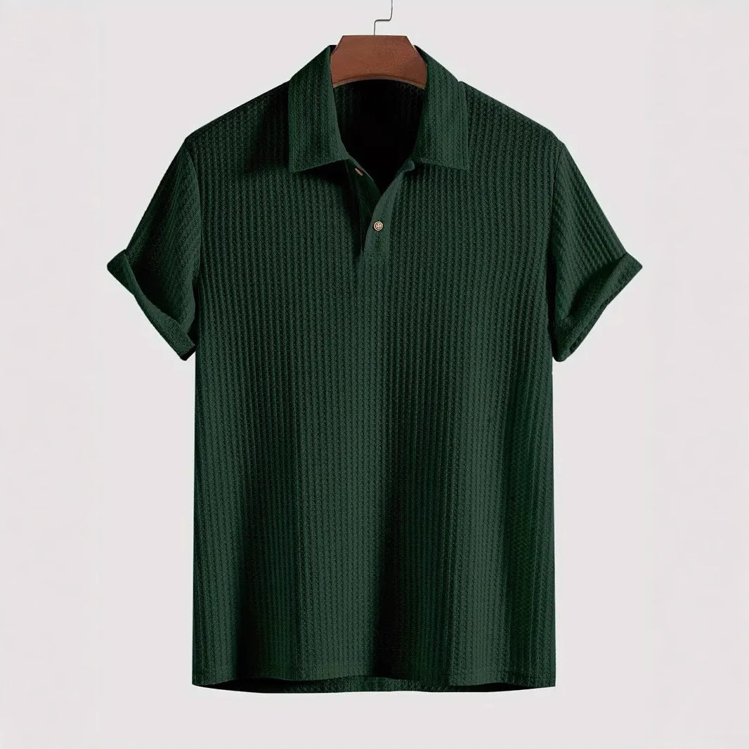 The Ambrose Polo - Diamond-textured knit with a relaxed lapel collar