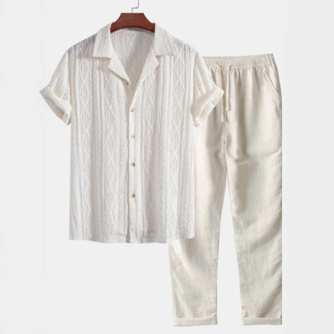 The Havana Set - Printed short-sleeve lapel shirt with matching trousers