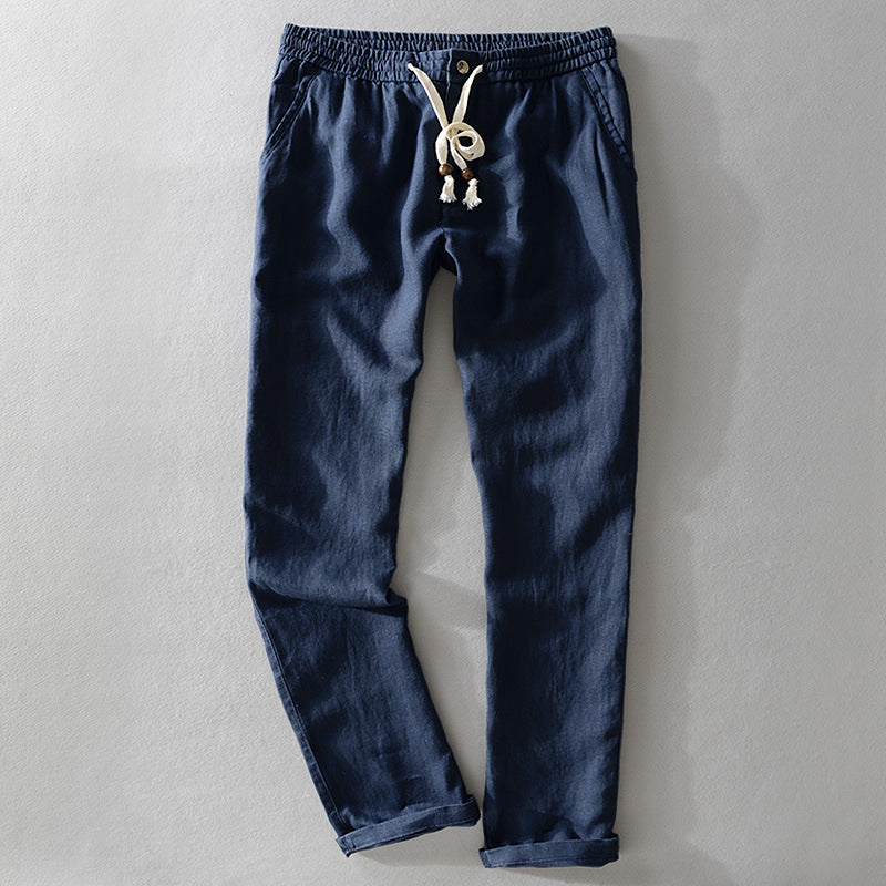 The Positano Pant - Pure Linen Drawstring Trouser, 100% linen, relaxed straight-leg fit with an easy drawstring waist