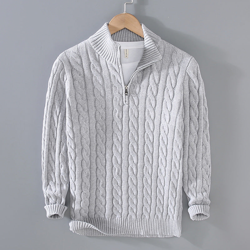The Hawthorne Sweater - Thickened cotton cable knit with a half-turtleneck collar
