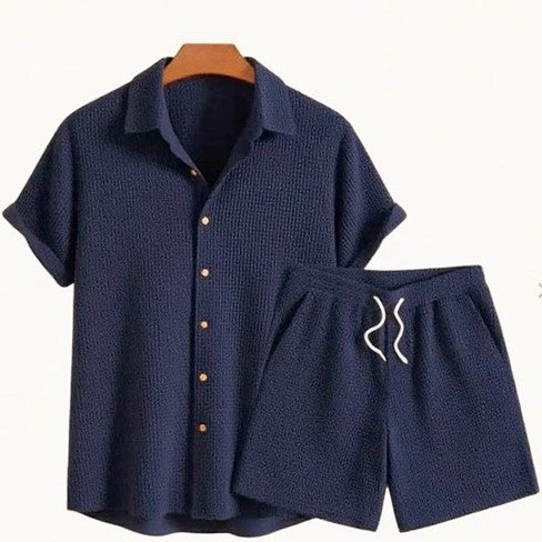 The Palermo Set - Relaxed lapel shirt and shorts in a breathable warm-weather weave