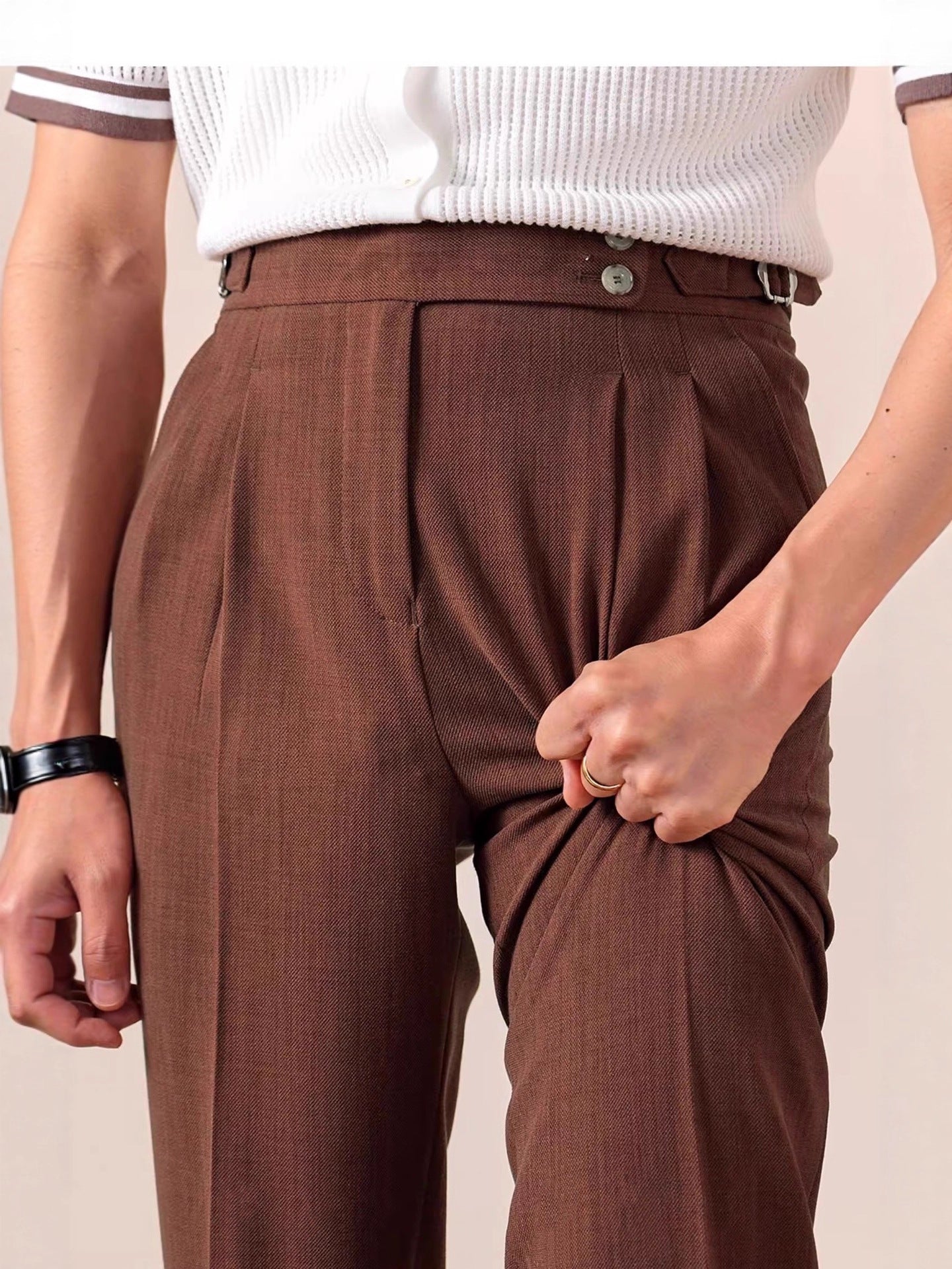 The Napoli Trouser - Neapolitan-inspired tailoring with a side-buckle waist and wrinkle-resistant finish