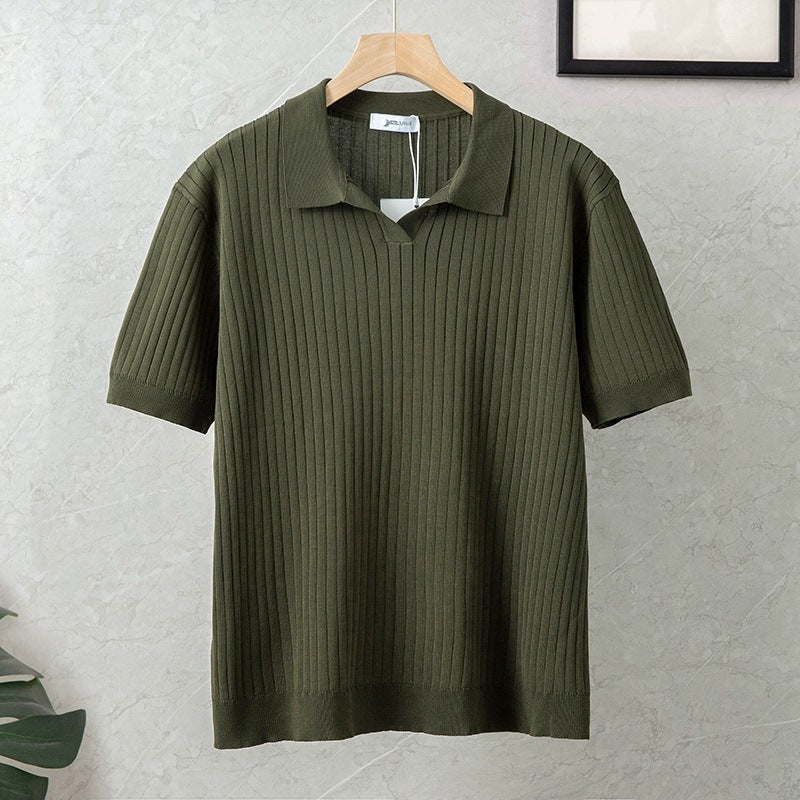 The Ambrose Knit Polo - Soft ribbed knit with a relaxed open lapel, engineered for breathability and all-day comfort