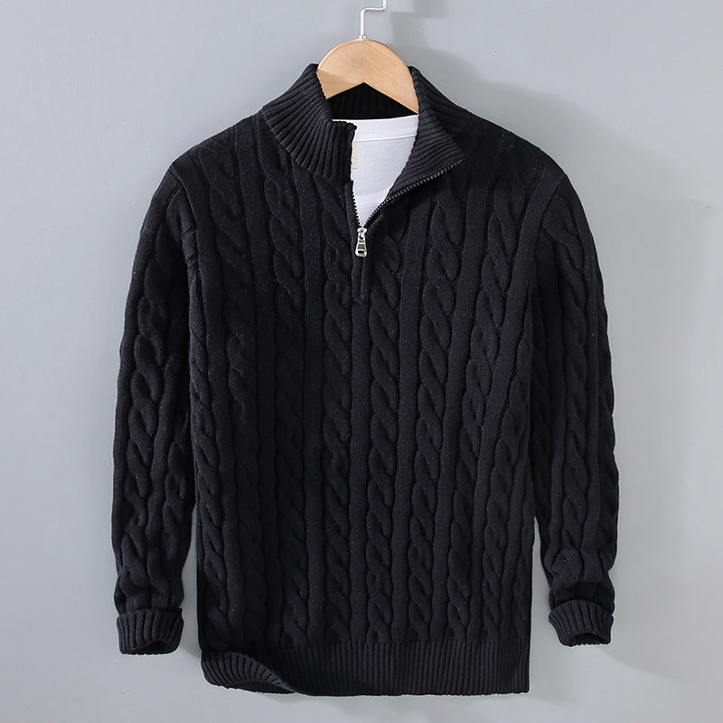 The Hawthorne Sweater - Thickened cotton cable knit with a half-turtleneck collar