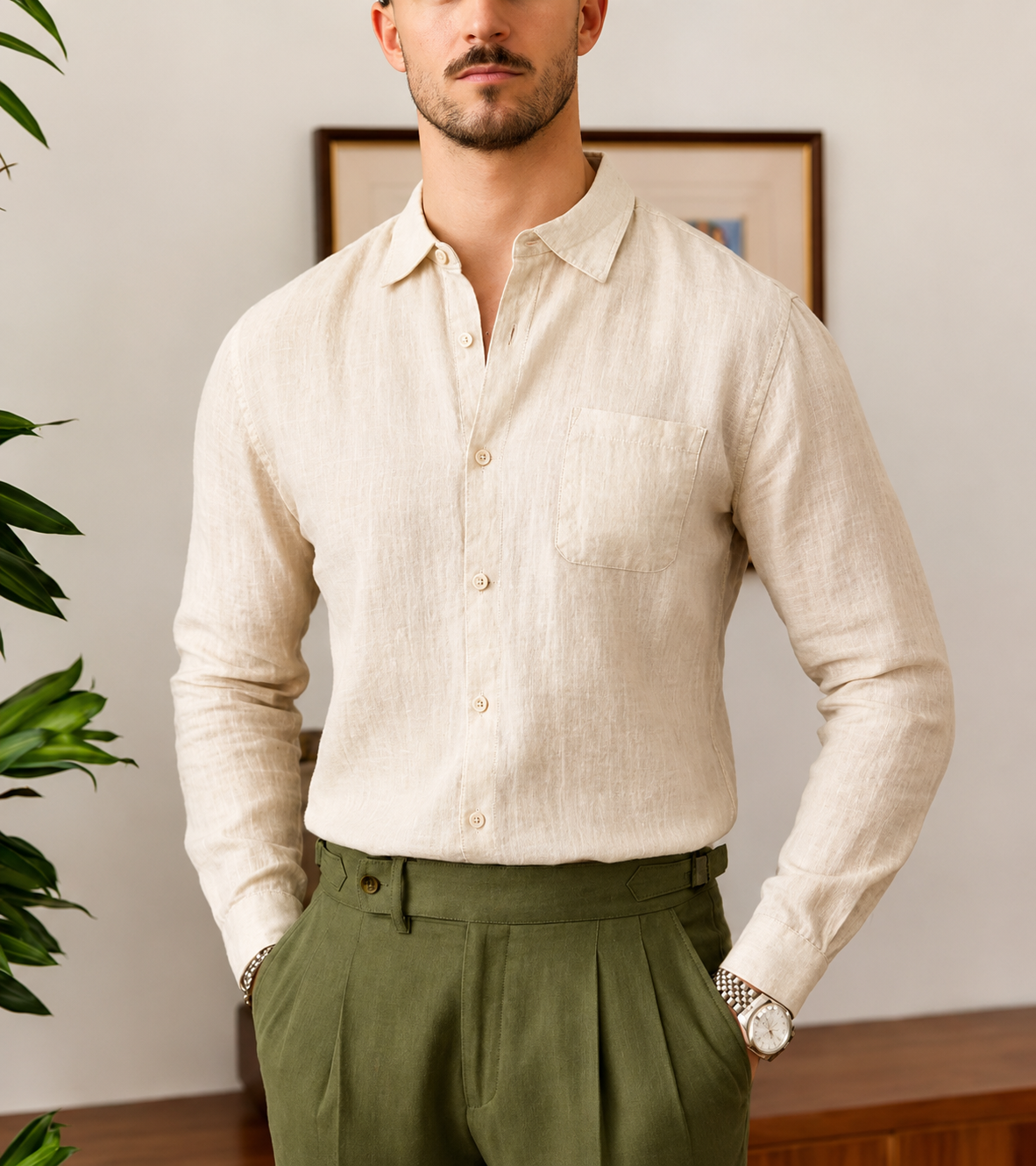 The Positano Shirt - Lightweight ramie-linen blend with a relaxed fit and wrinkle-resistant finish