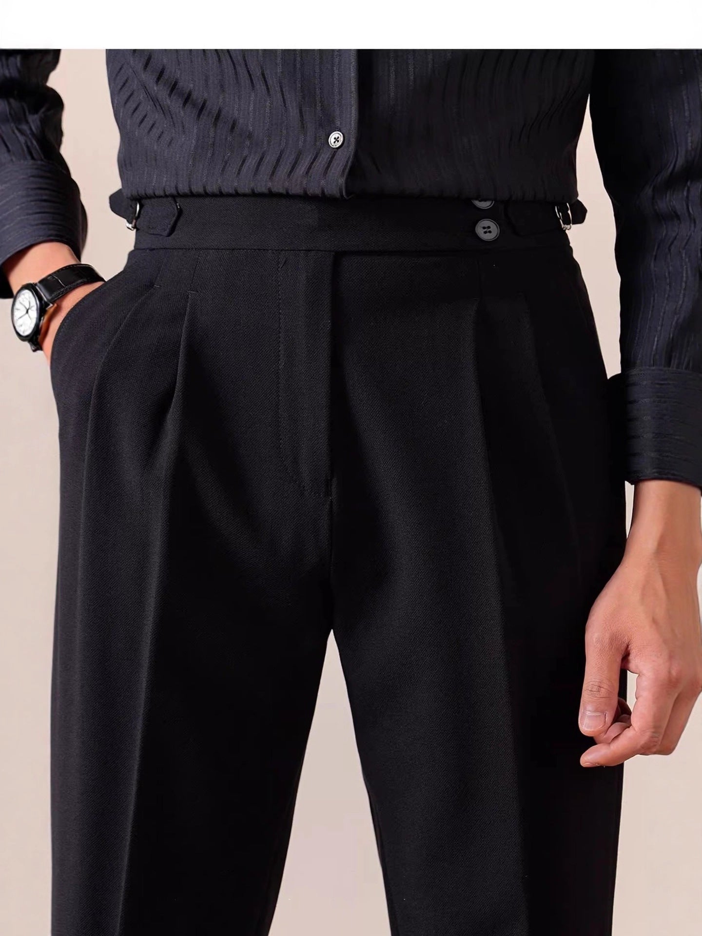 The Napoli Trouser - Neapolitan-inspired tailoring with a side-buckle waist and wrinkle-resistant finish