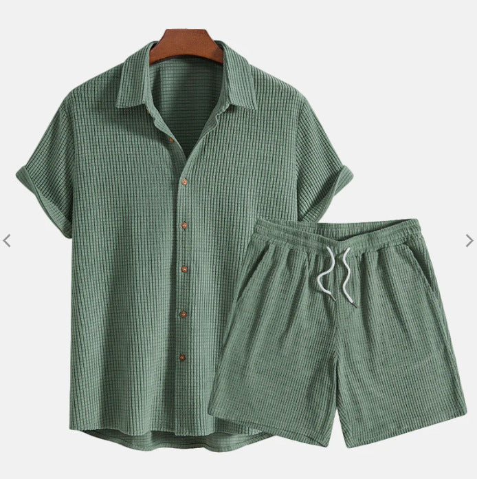 The Palermo Set - Relaxed lapel shirt and shorts in a breathable warm-weather weave
