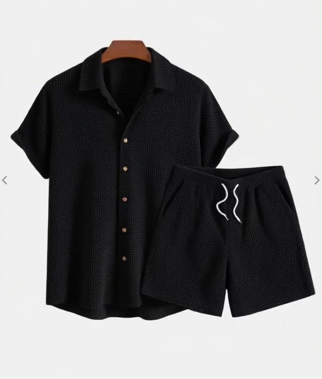 The Palermo Set - Relaxed lapel shirt and shorts in a breathable warm-weather weave