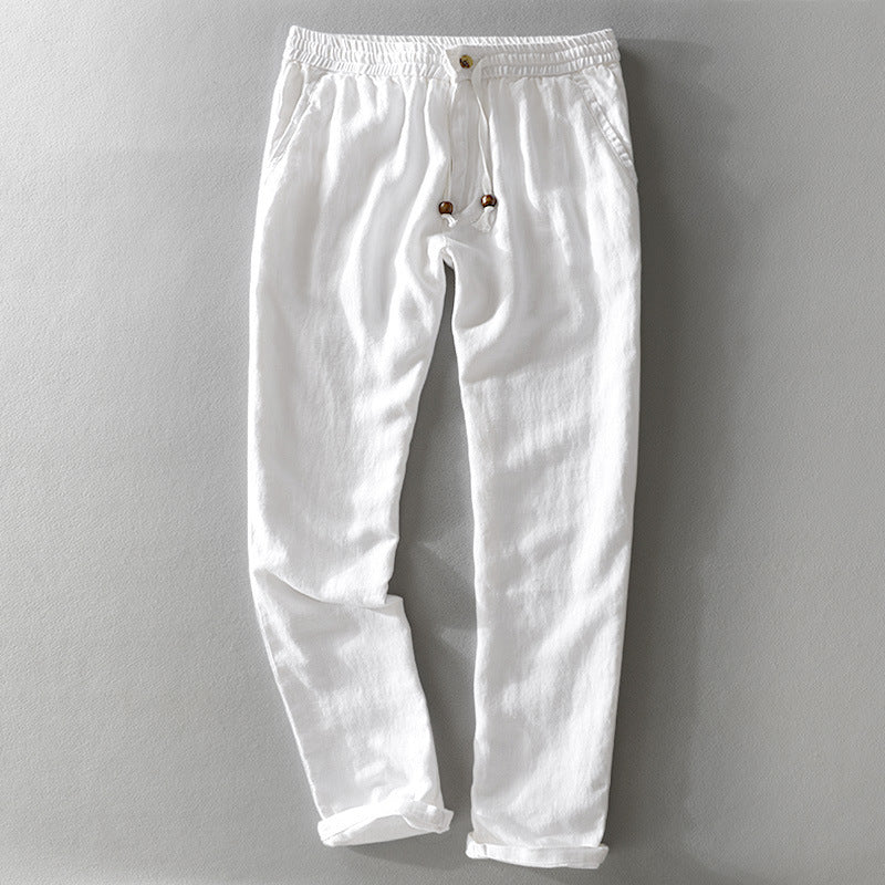 The Positano Pant - Pure Linen Drawstring Trouser, 100% linen, relaxed straight-leg fit with an easy drawstring waist