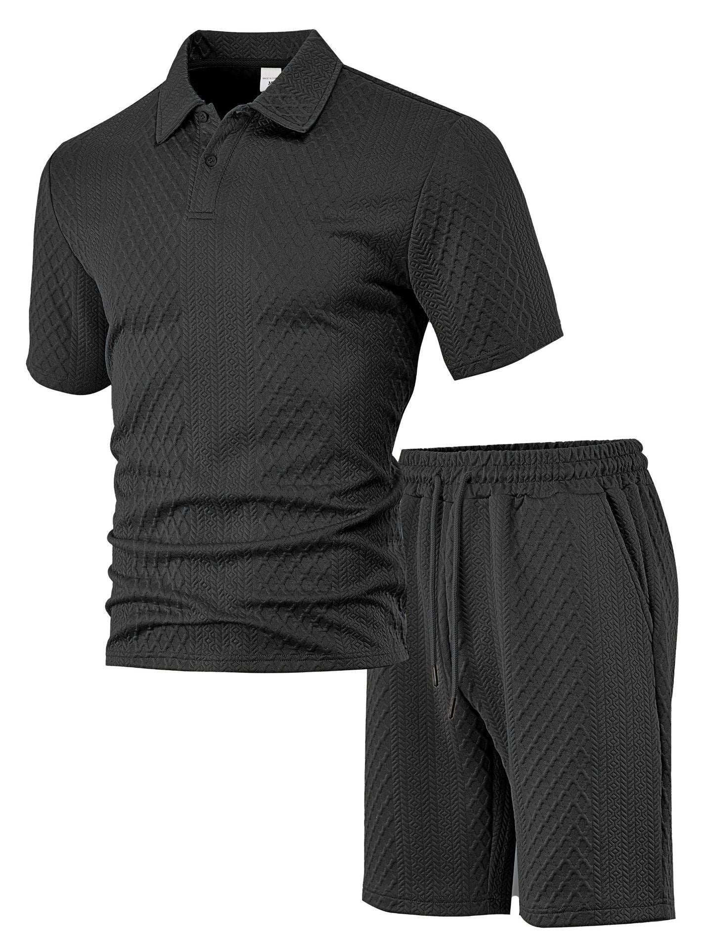 The Monaco Set - Textured jacquard polo and shorts