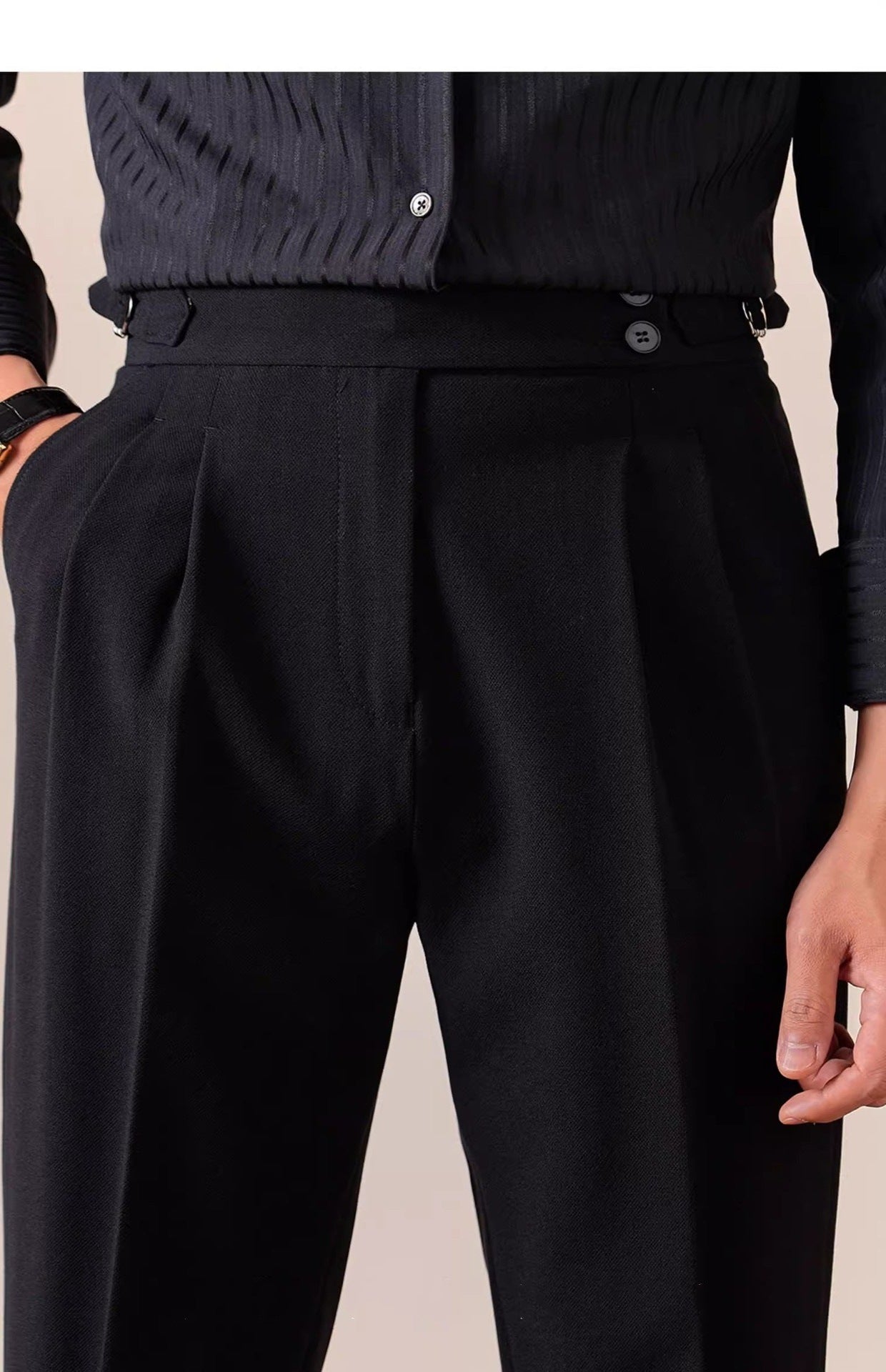 The Napoli Trouser - Neapolitan-inspired tailoring with a side-buckle waist and wrinkle-resistant finish
