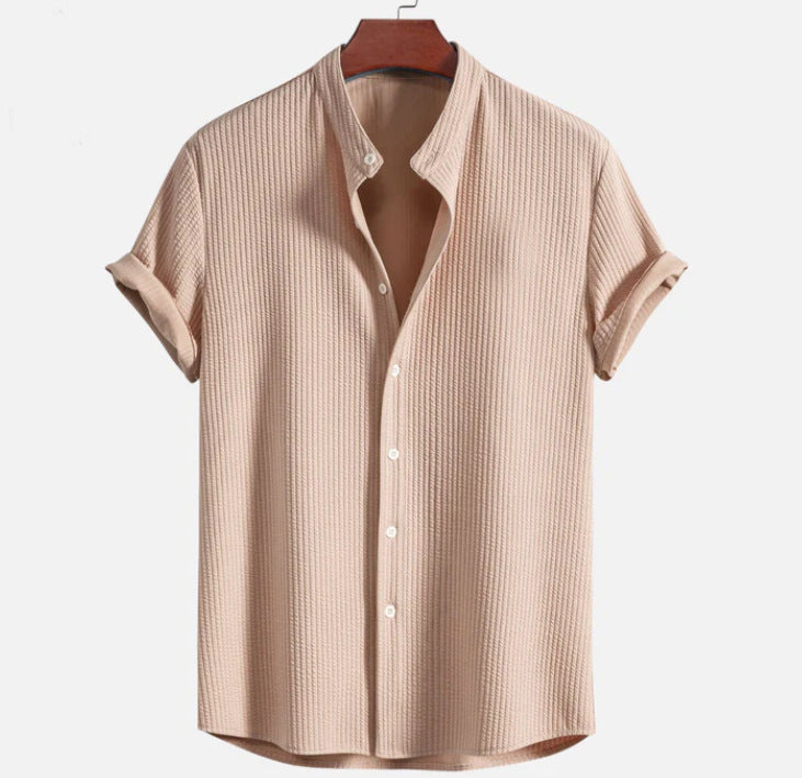 The Bordeaux Shirt - Cotton-blend corduroy with a stand collar and no-iron finish