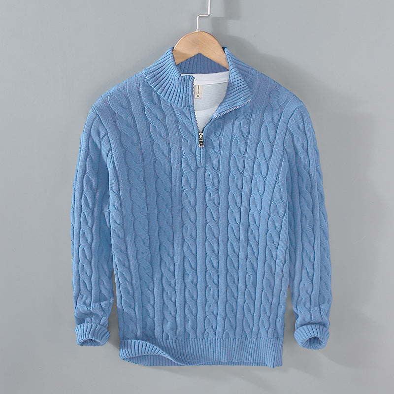 The Hawthorne Sweater - Thickened cotton cable knit with a half-turtleneck collar
