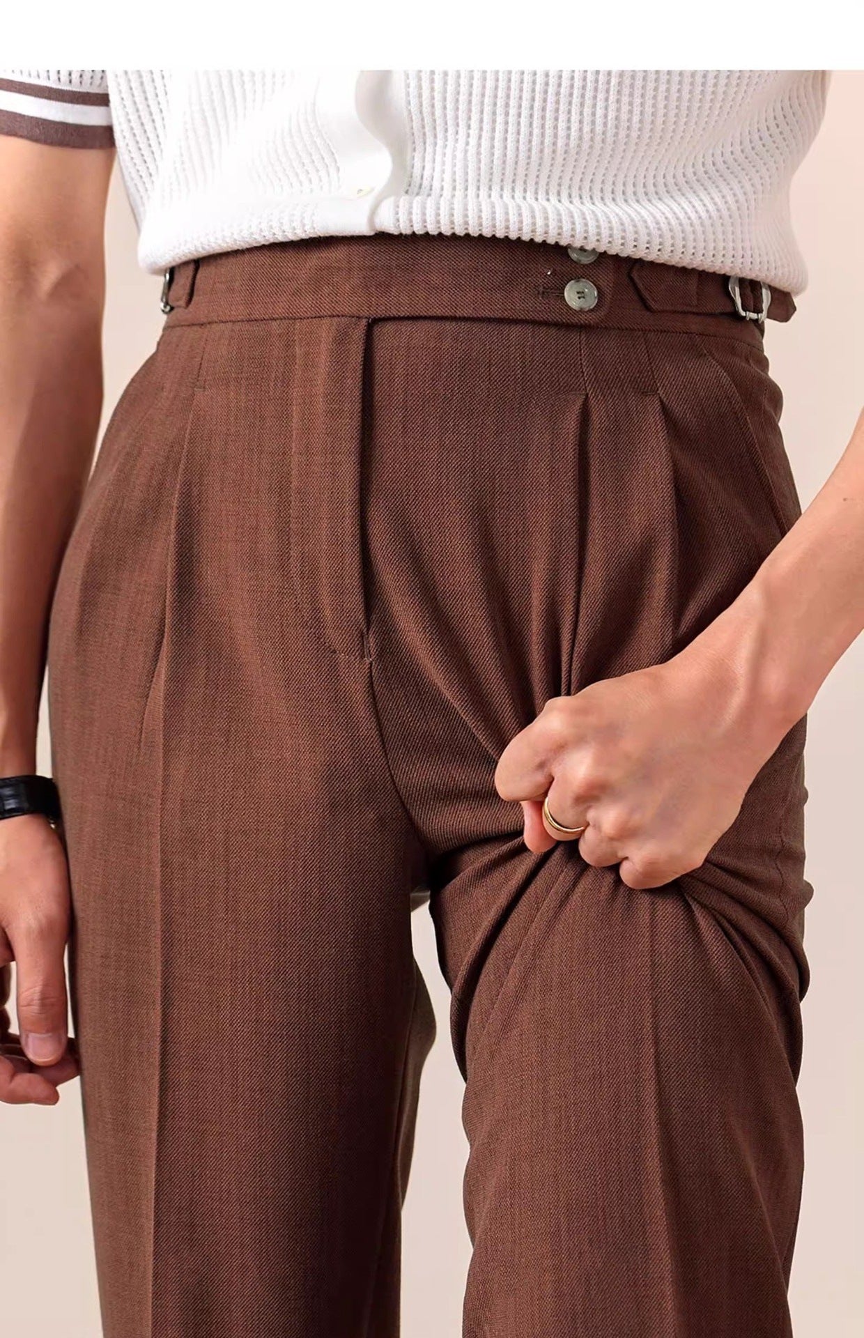 The Napoli Trouser - Neapolitan-inspired tailoring with a side-buckle waist and wrinkle-resistant finish