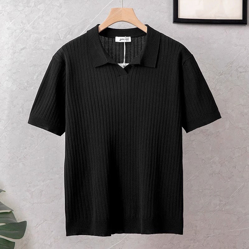 The Ambrose Knit Polo - Soft ribbed knit with a relaxed open lapel, engineered for breathability and all-day comfort