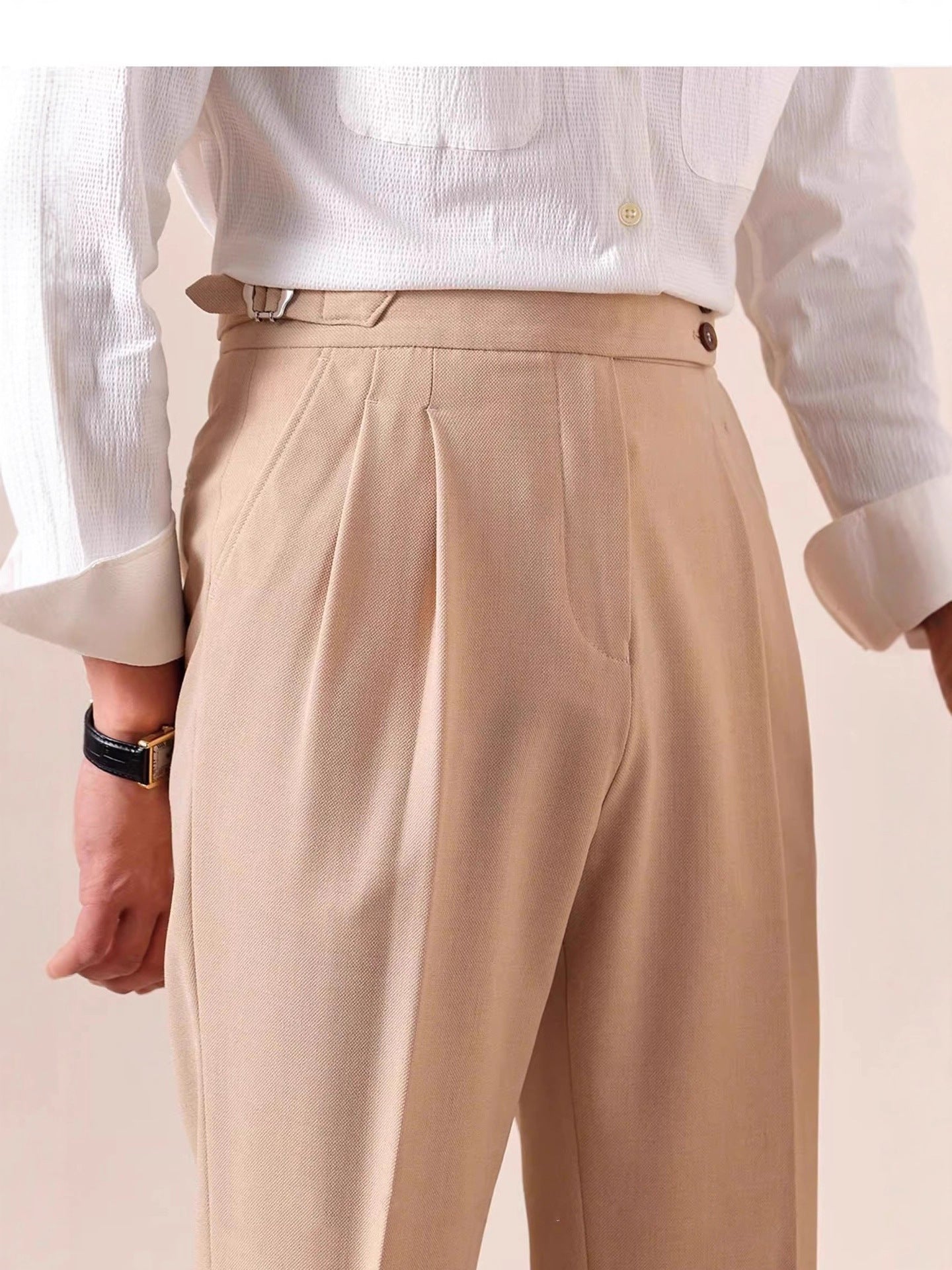 The Napoli Trouser - Neapolitan-inspired tailoring with a side-buckle waist and wrinkle-resistant finish