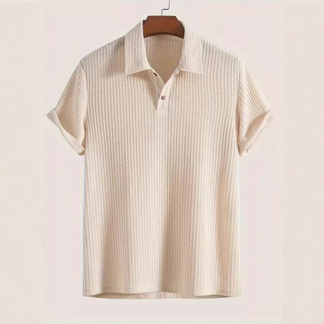The Ambrose Polo - Diamond-textured knit with a relaxed lapel collar