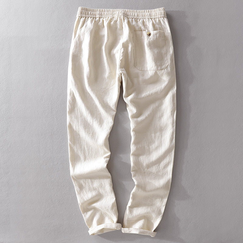 The Positano Pant - Pure Linen Drawstring Trouser, 100% linen, relaxed straight-leg fit with an easy drawstring waist