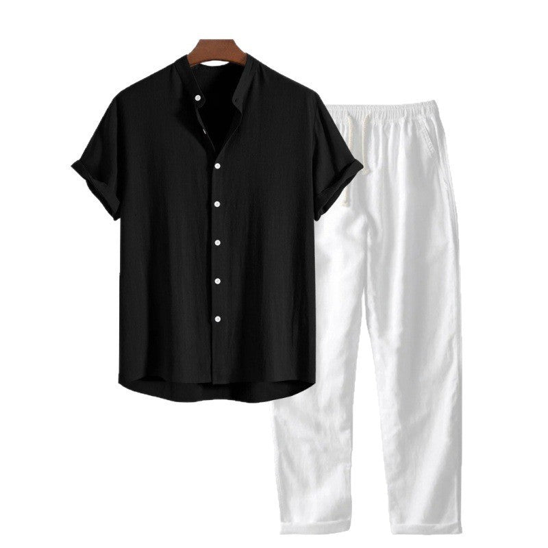 The Capri Set - a relaxed lapel-collar shirt paired with elastic-waist trousers