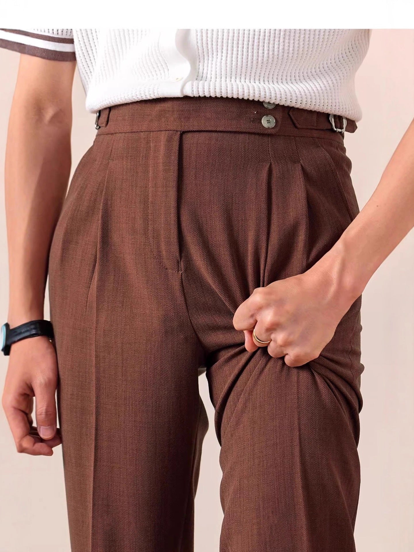 The Napoli Trouser - Neapolitan-inspired tailoring with a side-buckle waist and wrinkle-resistant finish