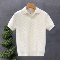 The Whitfield Polo - a richly textured cable-knit polo with a zip placket V-neck 2