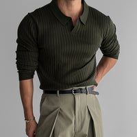 The Ambrose Long Sleeve - Fine-ribbed knit with a soft lapel collar and slim tailored fit 3