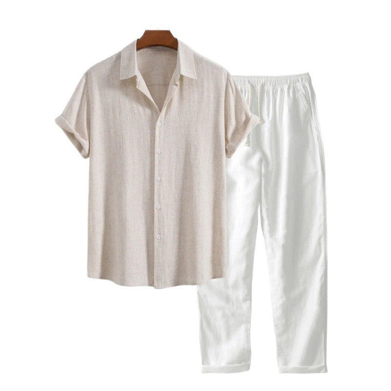 The Capri Set - a relaxed lapel-collar shirt paired with elastic-waist trousers