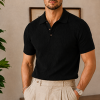 The Ambrose Polo - Diamond-textured knit with a relaxed lapel collar 1