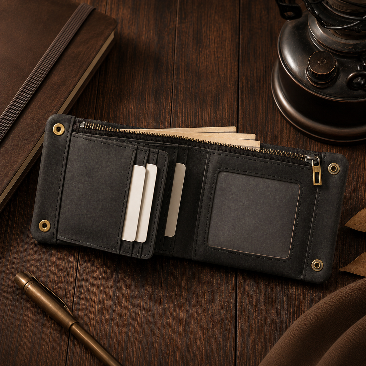 The Wexford Zip Wallet - Crazy-horse leather bifold