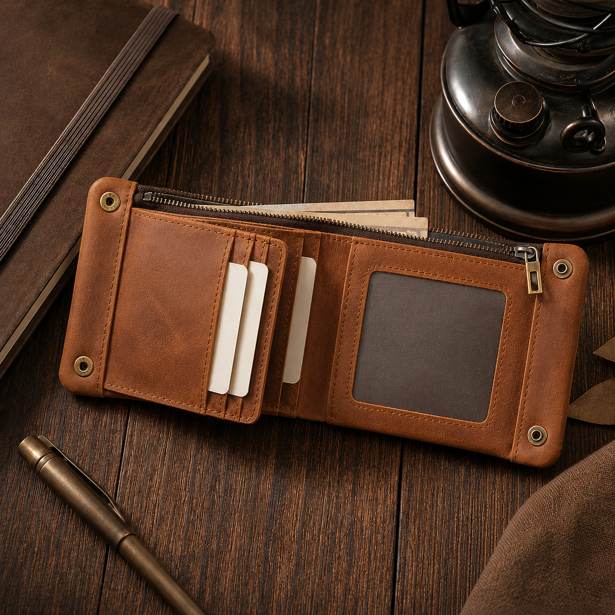The Wexford Zip Wallet - Crazy-horse leather bifold