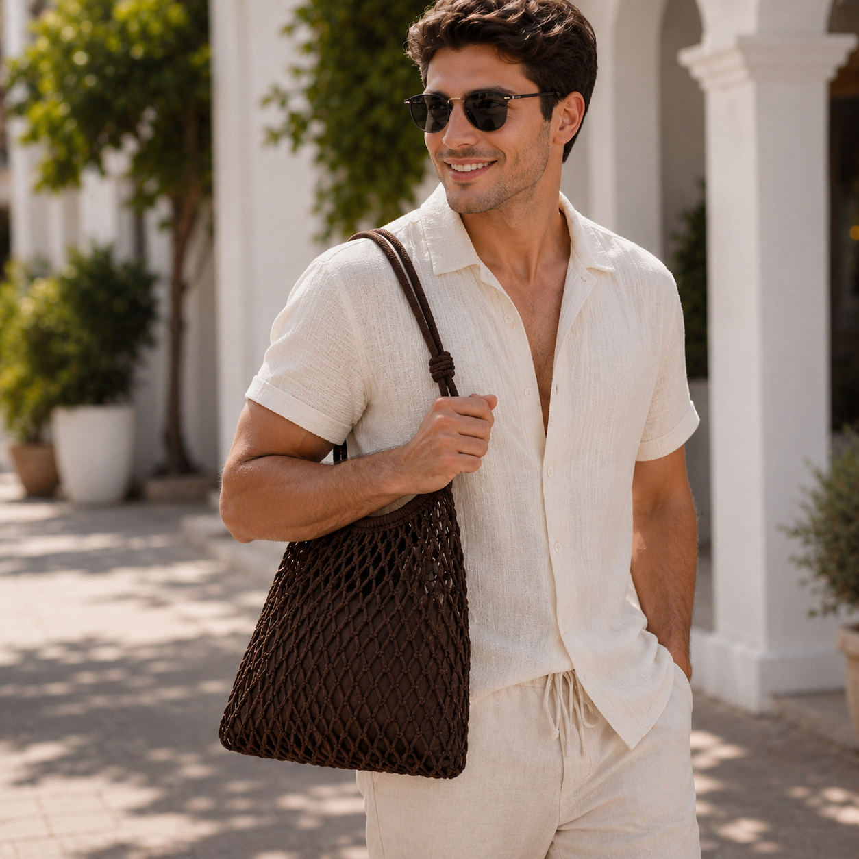 The Ravello Woven Bag - Hand-woven cotton beach bag