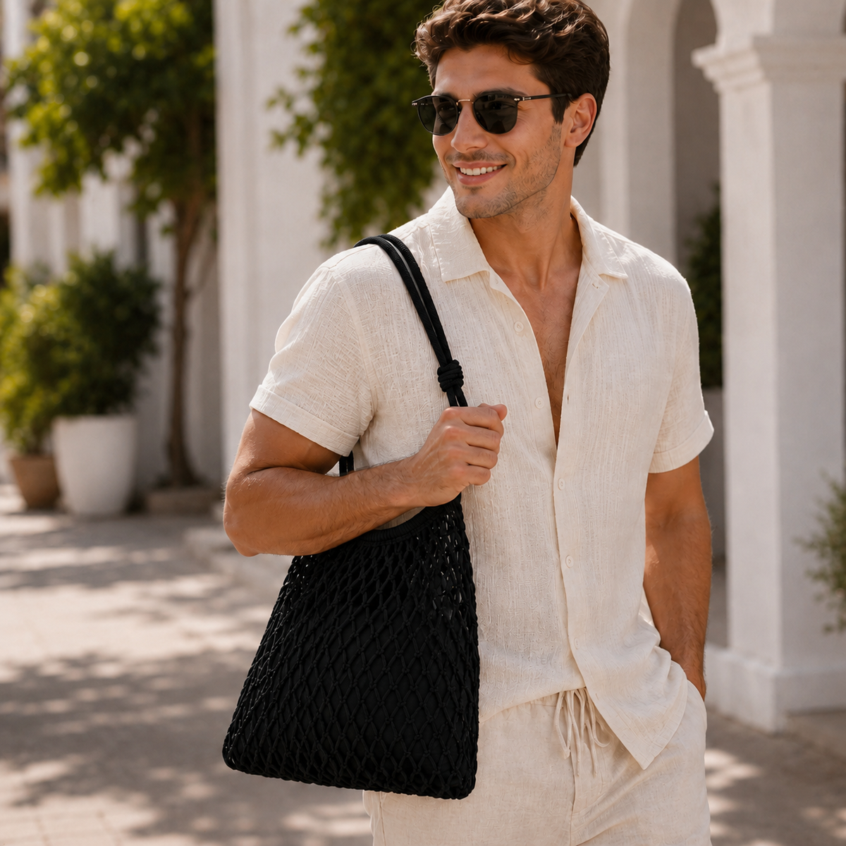 The Ravello Woven Bag - Hand-woven cotton beach bag