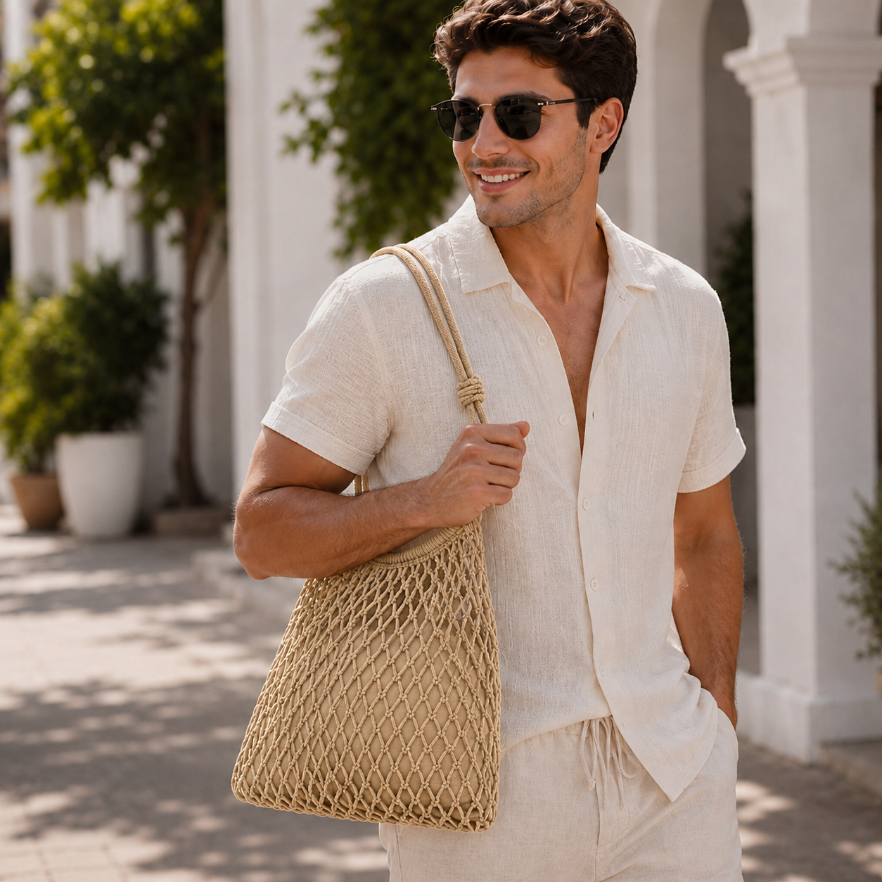 The Ravello Woven Bag - Hand-woven cotton beach bag