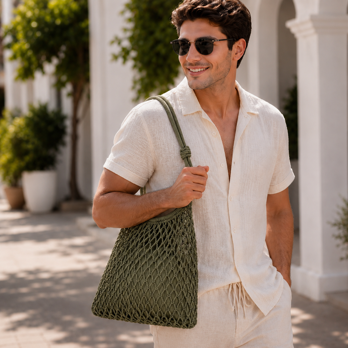 The Ravello Woven Bag - Hand-woven cotton beach bag