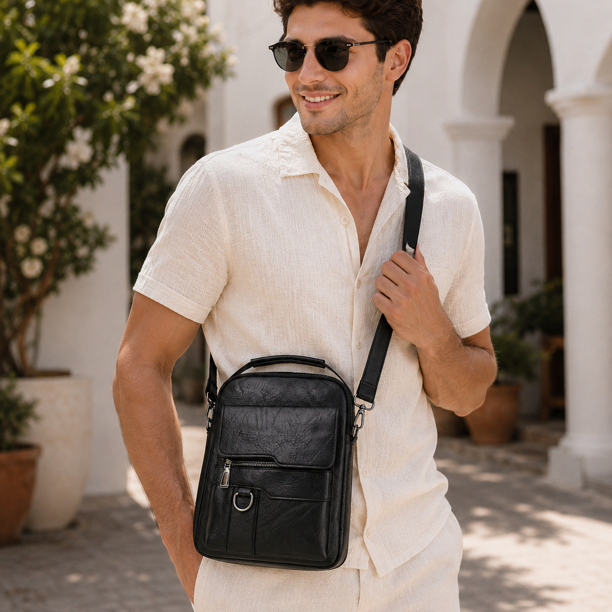 The Sloane Crossbody Bag - Structured leather-look shoulder bag