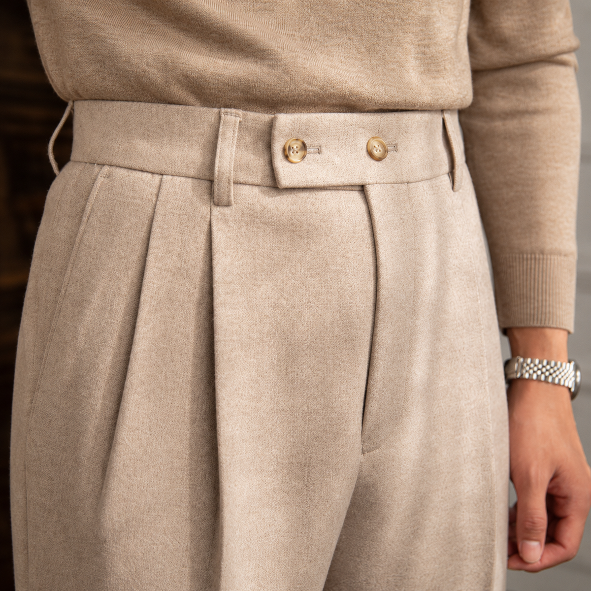 The Bergamo Trouser - Slim straight-leg tailoring with a micro-stretch waistband and non-iron finish
