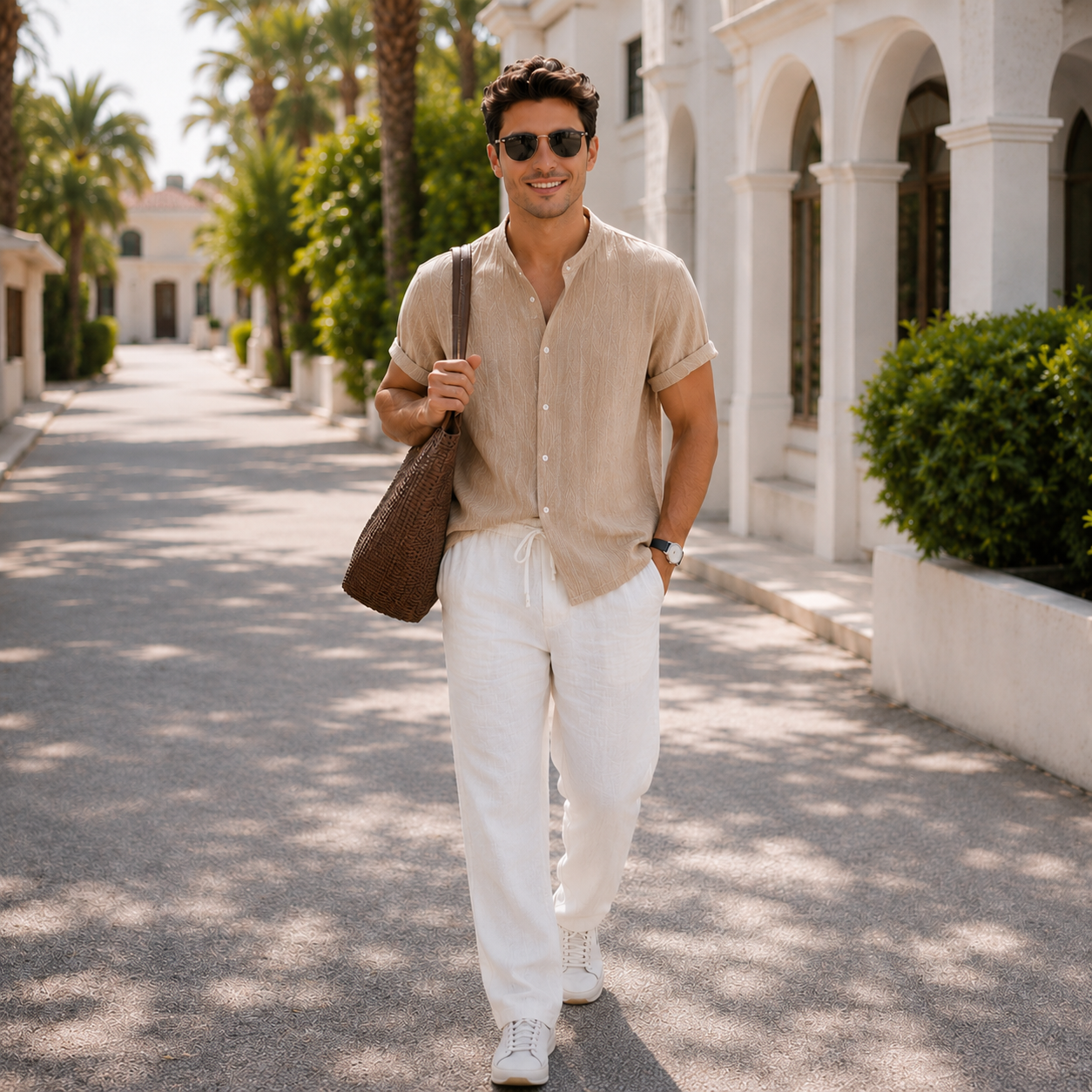 The Capri Set - a relaxed lapel-collar shirt paired with elastic-waist trousers
