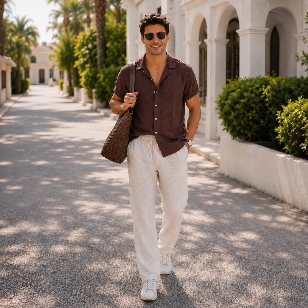 The Capri Set - a relaxed lapel-collar shirt paired with elastic-waist trousers