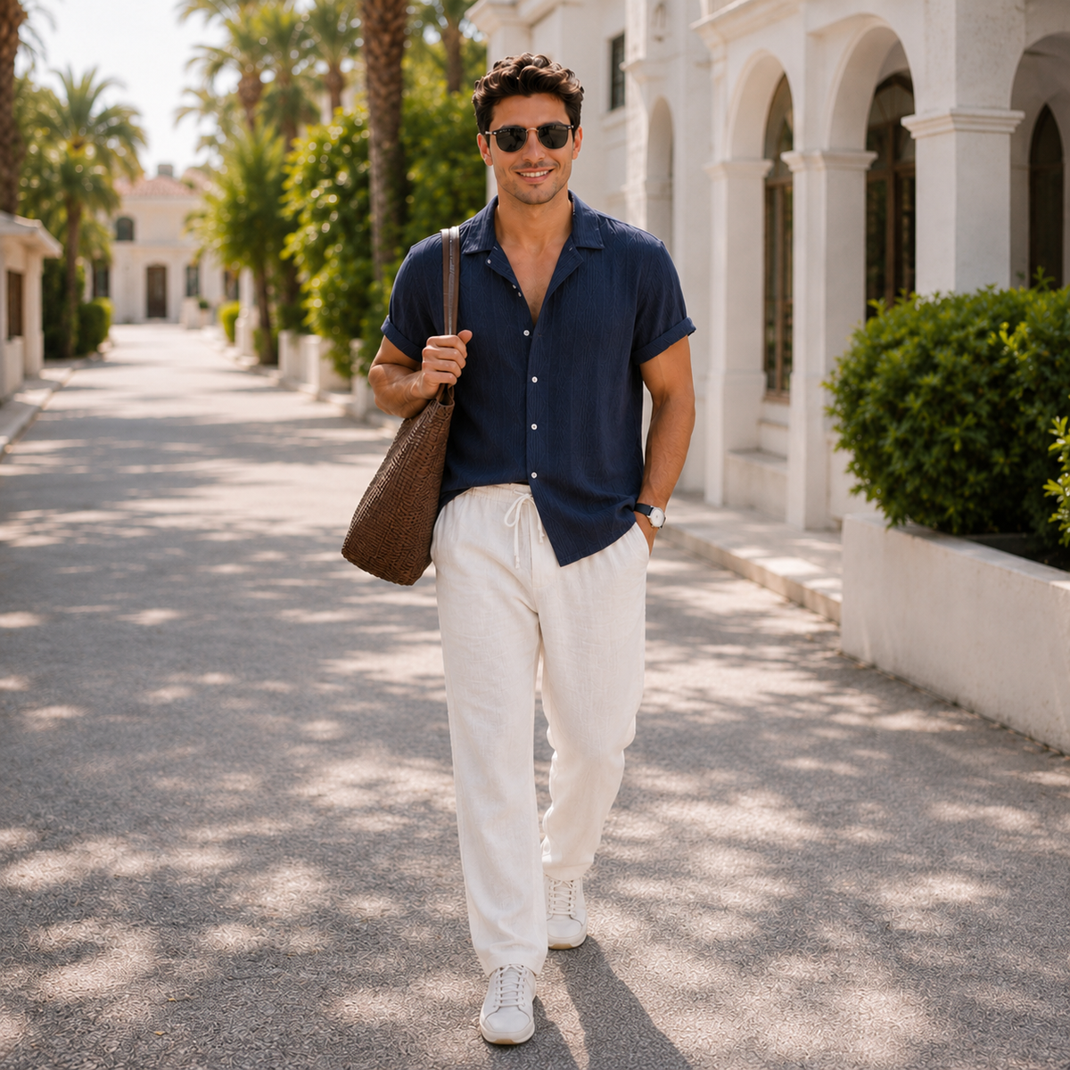 The Capri Set - a relaxed lapel-collar shirt paired with elastic-waist trousers