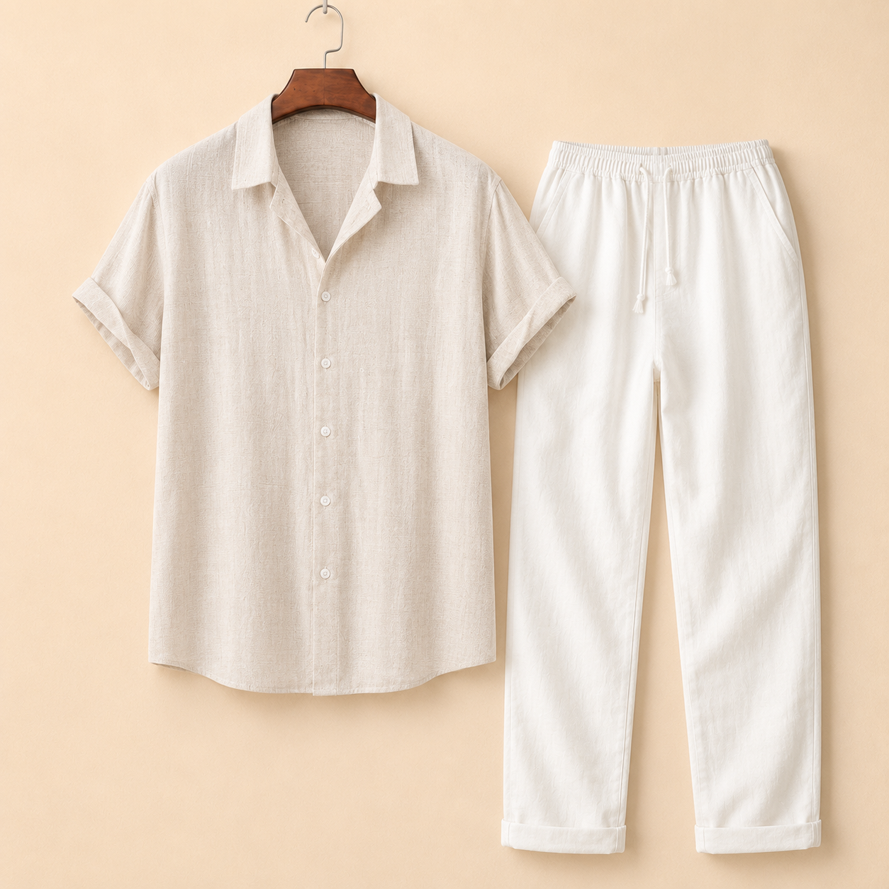 The Capri Set - a relaxed lapel-collar shirt paired with elastic-waist trousers