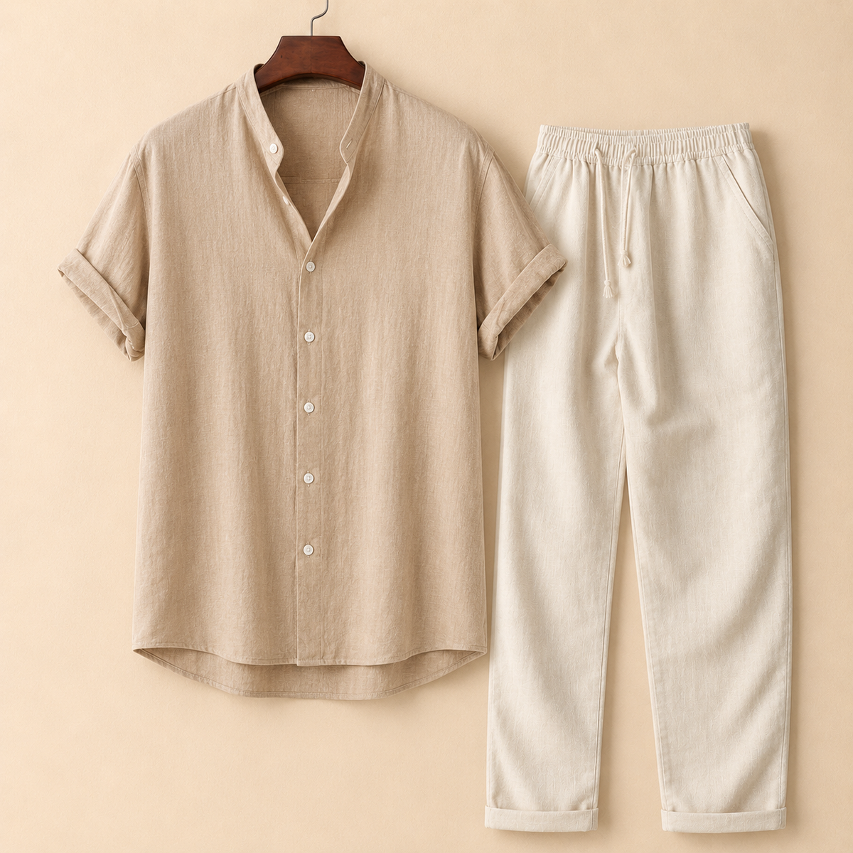 The Capri Set - a relaxed lapel-collar shirt paired with elastic-waist trousers
