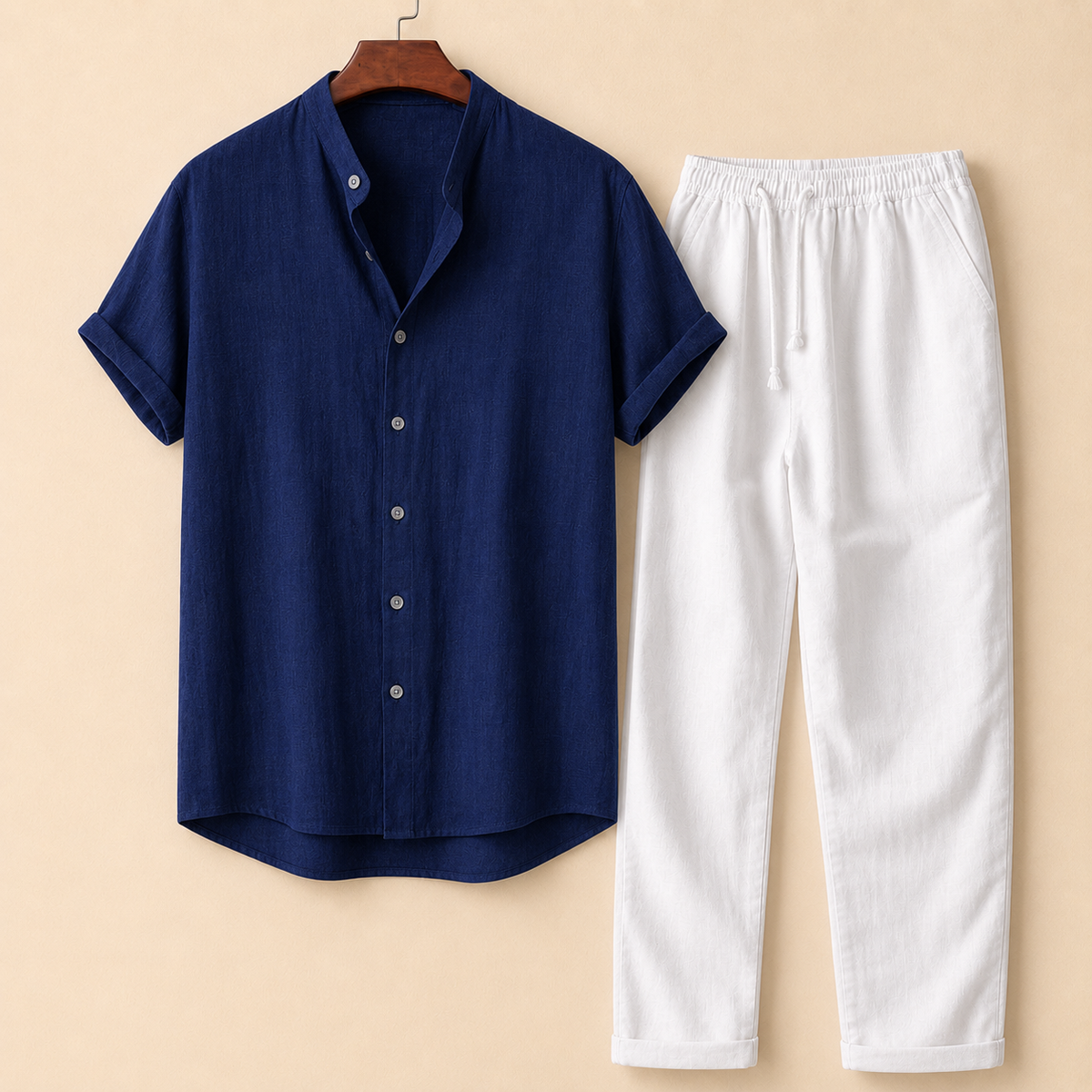 The Capri Set - a relaxed lapel-collar shirt paired with elastic-waist trousers
