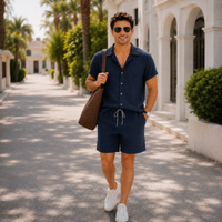 The Palermo Set - Relaxed lapel shirt and shorts in a breathable warm-weather weave 3