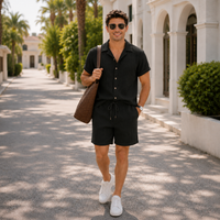 The Palermo Set - Relaxed lapel shirt and shorts in a breathable warm-weather weave 5