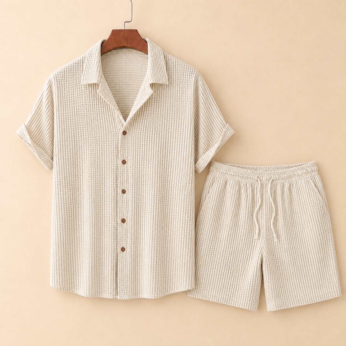 The Palermo Set - Relaxed lapel shirt and shorts in a breathable warm-weather weave