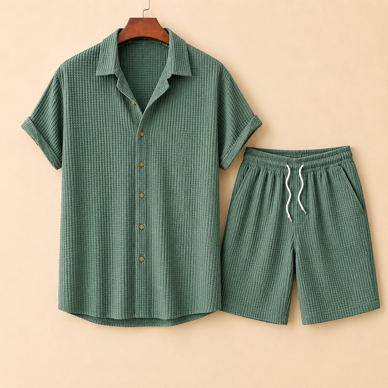 The Palermo Set - Relaxed lapel shirt and shorts in a breathable warm-weather weave